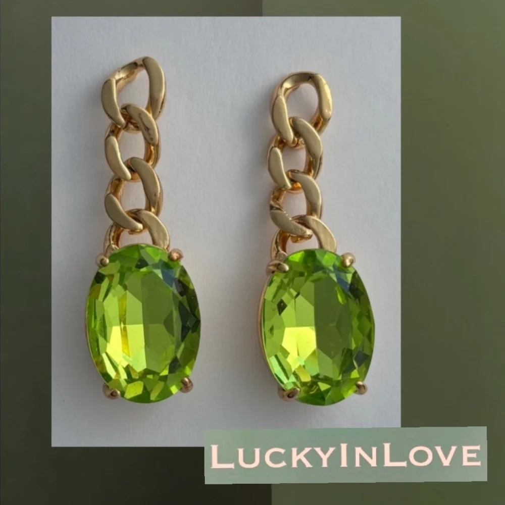 ALEXIS BITTAR • Bonbon Clear Chartreuse Crystal Small Drop Post Earrings in Gold